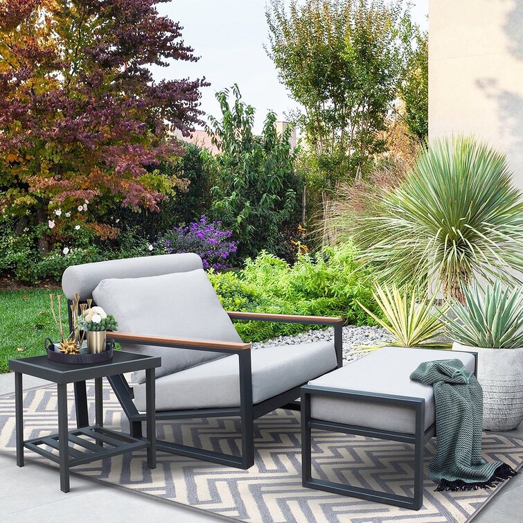 Outdoor chair set with ottoman hot sale